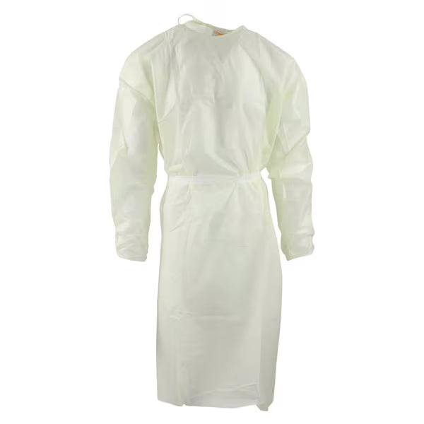 Cardinal Health SMS Elastic Cuff Neck Tie-Band Isolation Gown, Yellow, Universal, PK/10