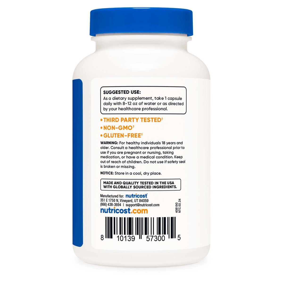 Dietary Supplement nutricost® Zinc Picolinate 50 mg Strength Capsule 240 Per Bottle