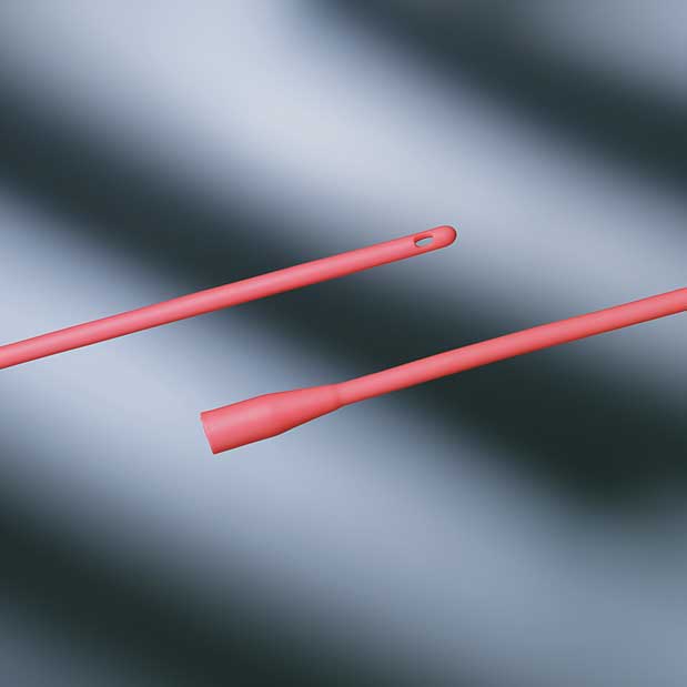 BARDIA Coude Red Rubber Urethral Catheter 14 Fr, 16"