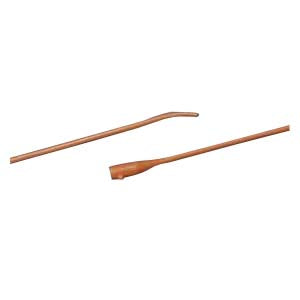 BARDIA Coude Red Rubber Urethral Catheter 18 Fr, 16"