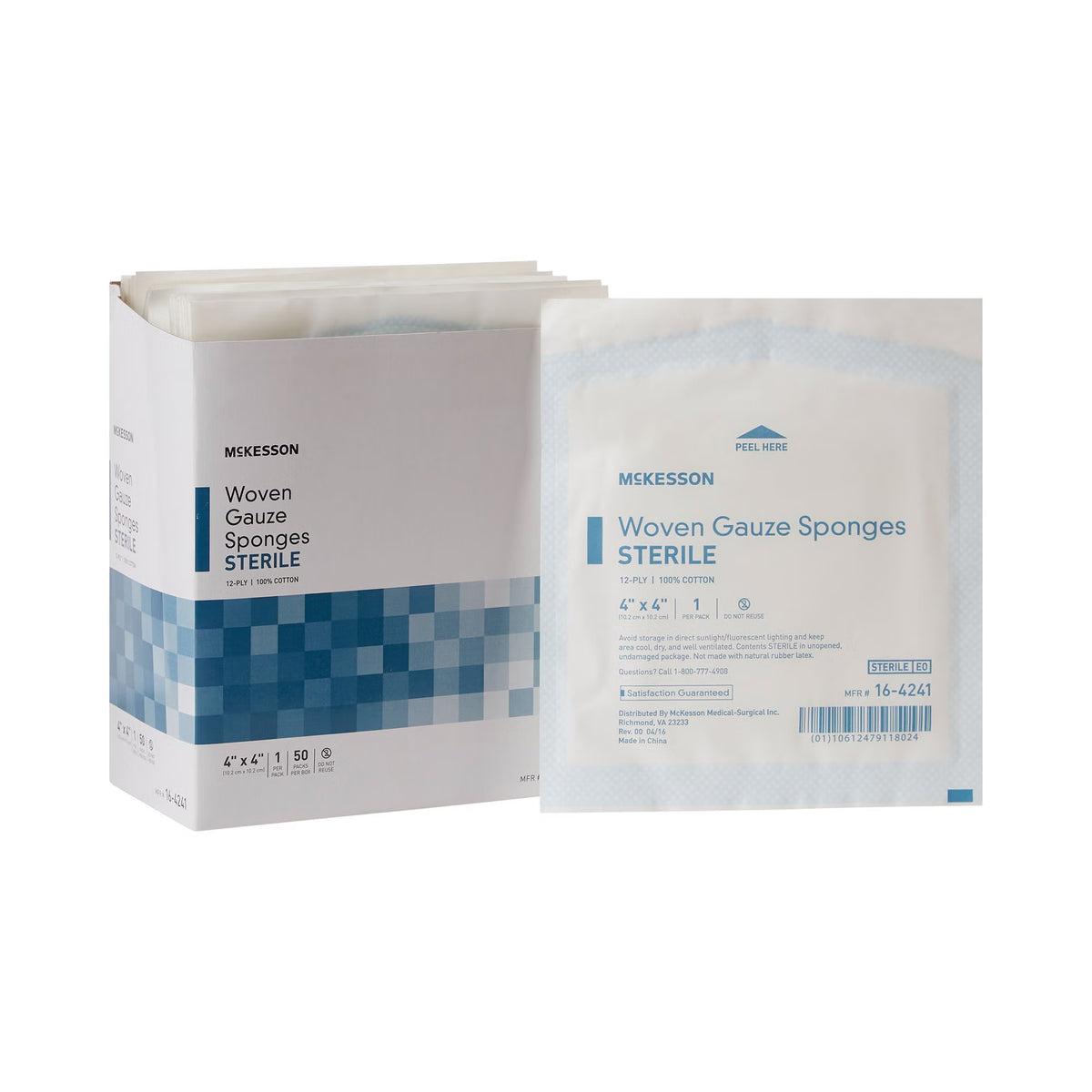 McKesson Sterile Gauze Sponge, 4 x 4 Inch, 12-Ply, BX/50