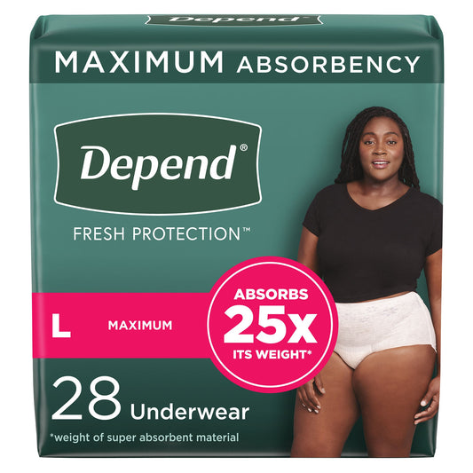 Depend® Fresh Protection™ Women's Maximum Absorbency Underwear, Large, CS/56