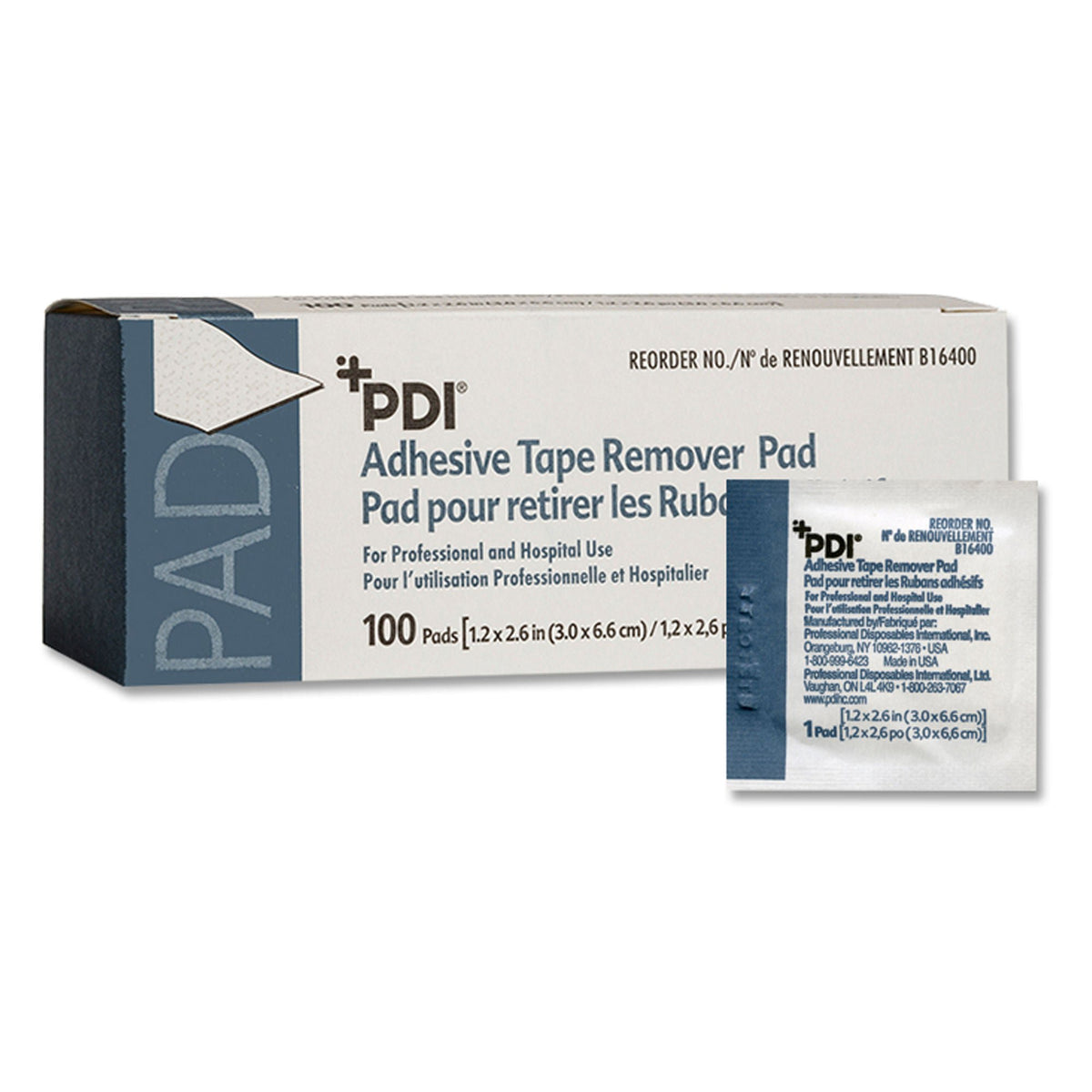 PDI® Adhesive Remover, 3 x 6.6 Centimeter Wipe, BX/100
