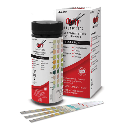 Urinalysis Reagent Clarity® Bilirubin, Blood, Glucose, Ketone, Leukocytes, Nitrite, pH, Protein, Specific Gravity, Urobilinogen For Clarity Platinum Urine Analyzer Only