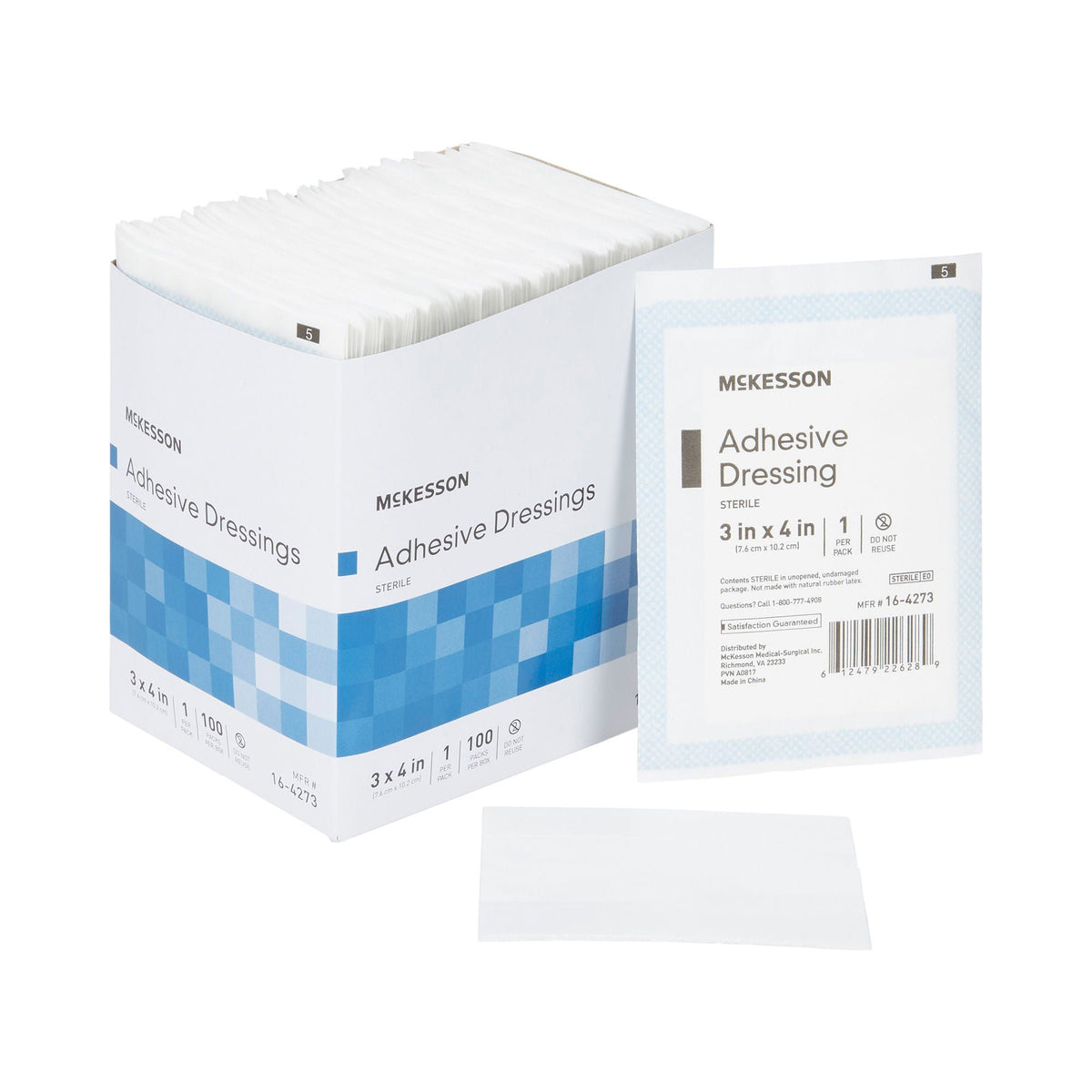 McKesson White Adhesive Dressing, 3 x 4 Inch, BX/100