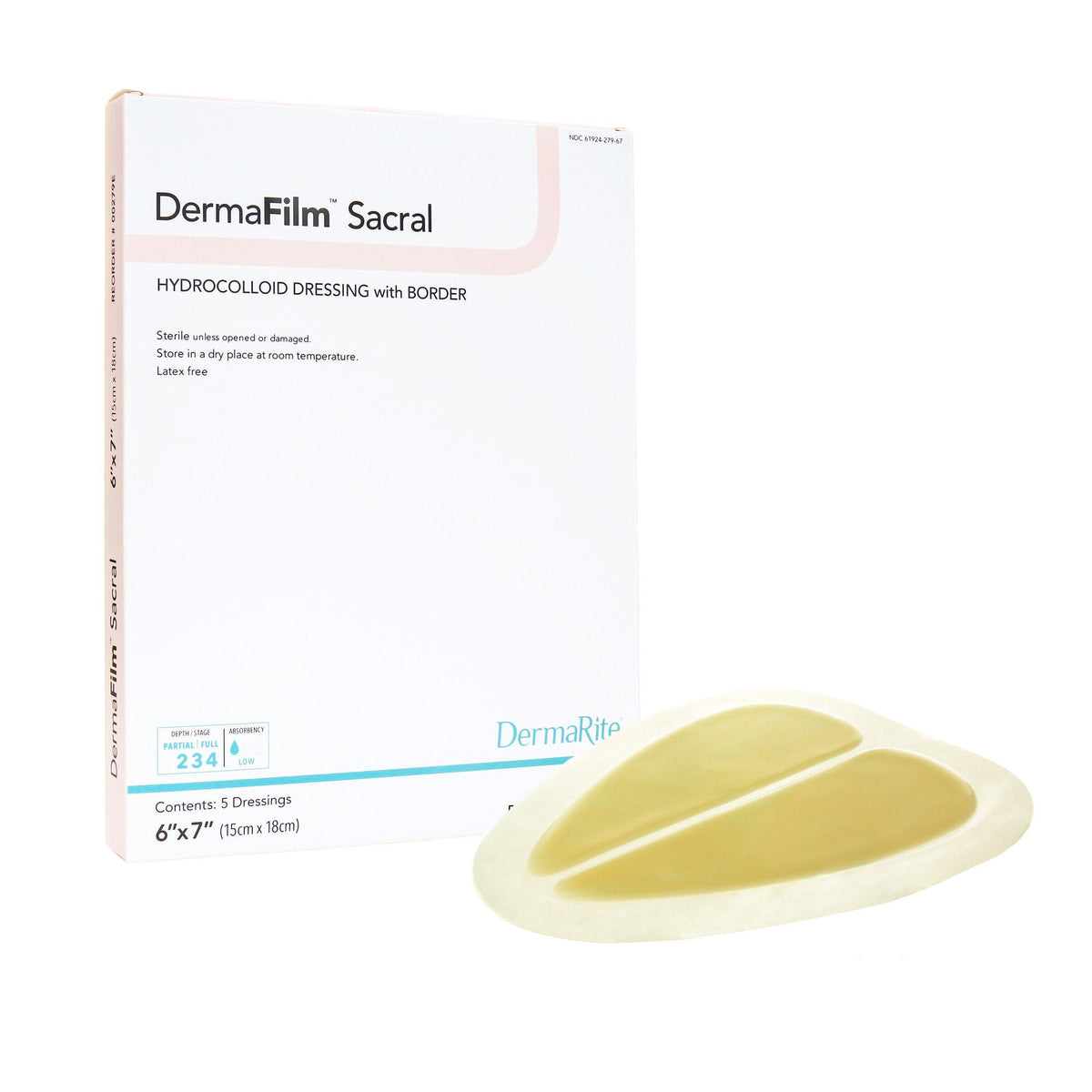 DermaFilm® Hydrocolloid Dressing, 6 x 7 Inch Sacral, EA/1