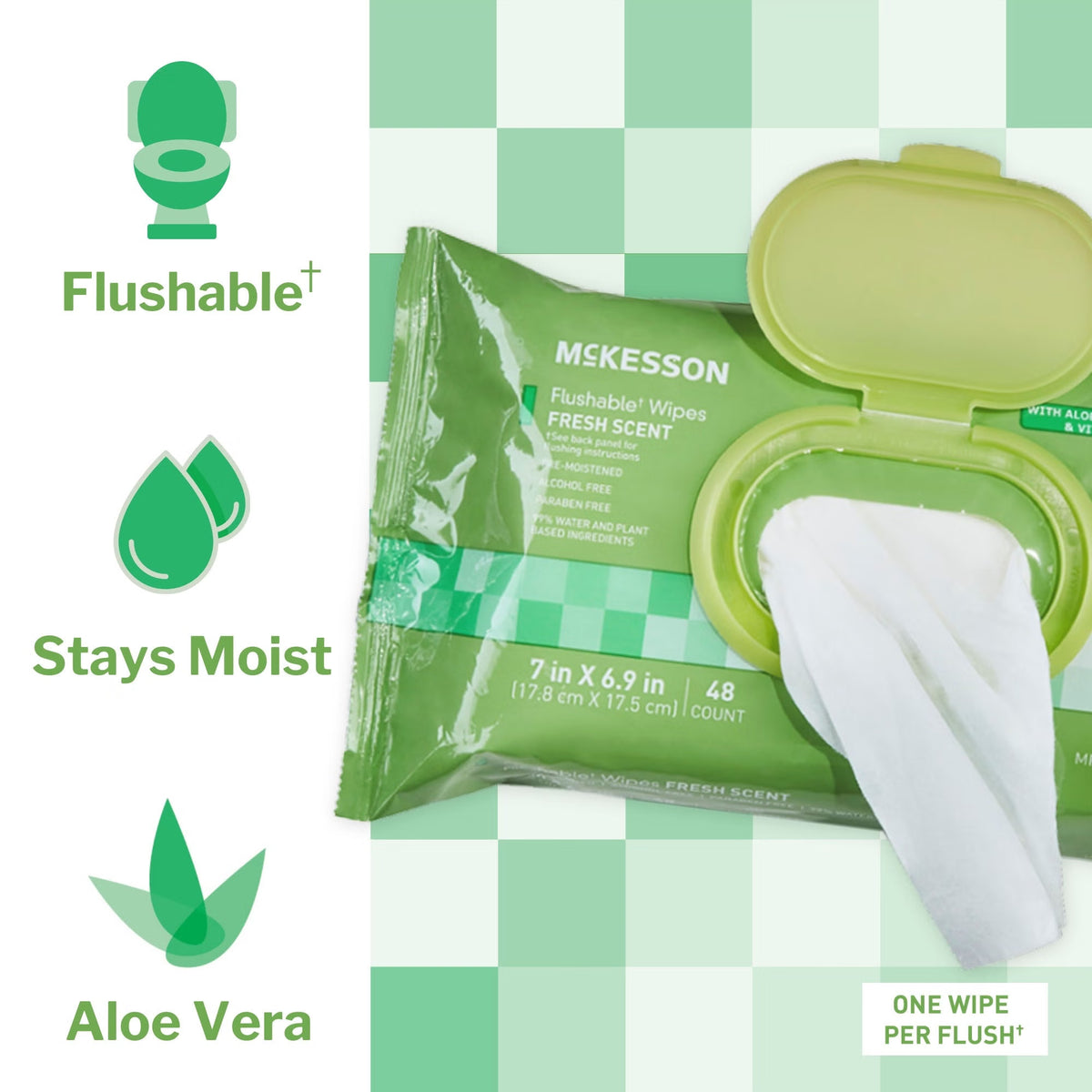 McKesson Flushable* Wet Wipes - Scented, 48 Wet Wipes per Pack