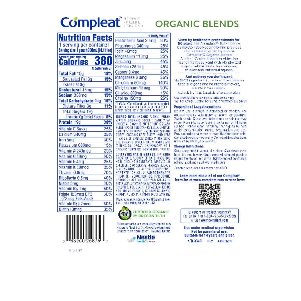 Compleat® Organic Blends Chicken-Garden Blenderized Whole Foods, 10.1 oz. Pouch