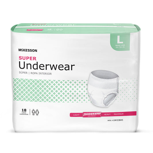 McKesson Super Moderate Absorbency Incontinence Underwear, Large, CS/72