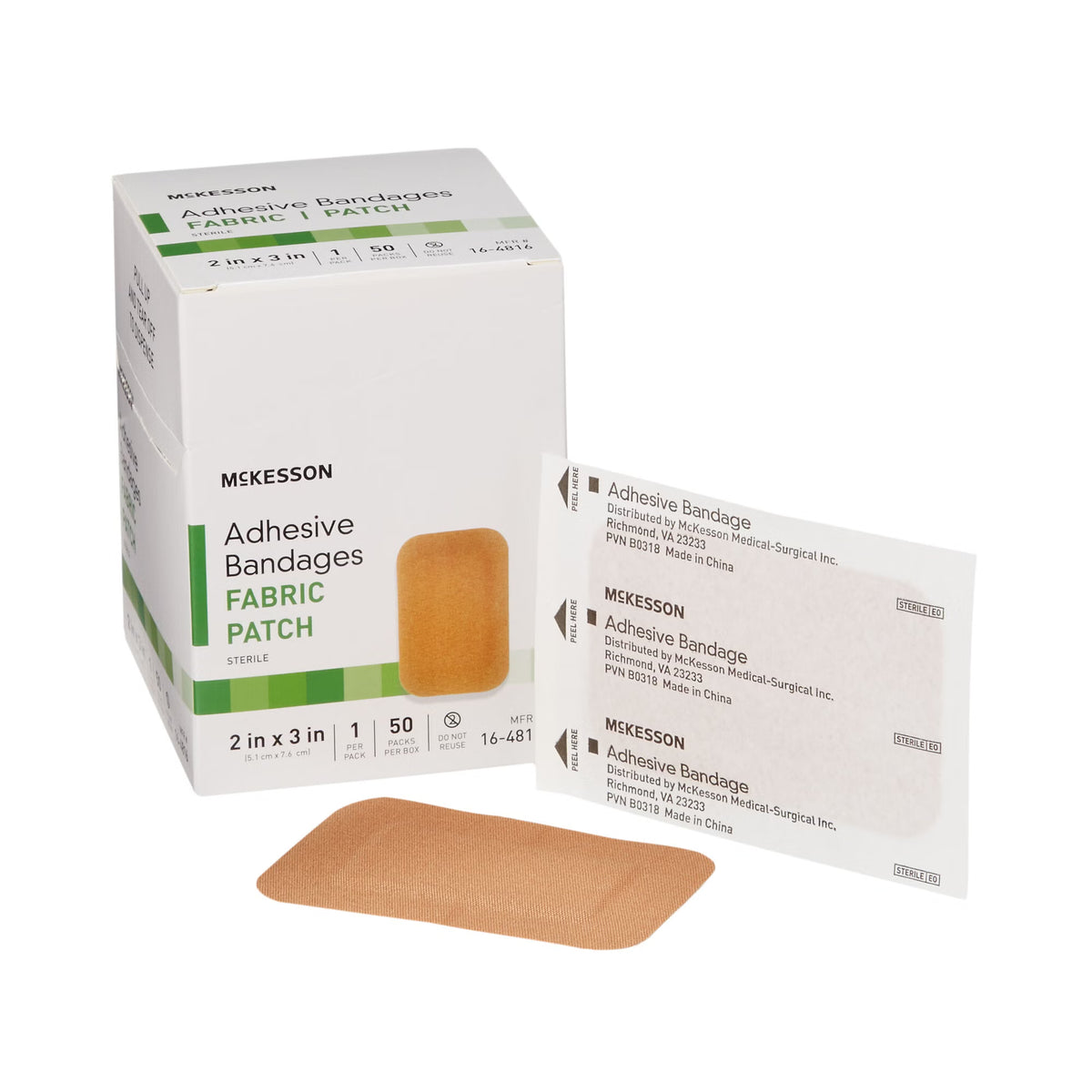 McKesson Tan Adhesive Strip, 2 x 3 Inch, BX/50
