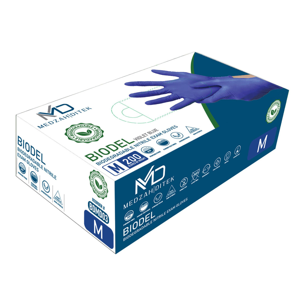 GLOVE, EXAM BIODEGRADABLE MED 4.0MIL 9.5" (200EA/BX 10BX/CS), BX/200
