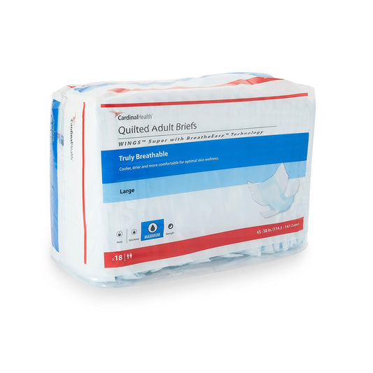 Wings™ Super Quilted Maximum Absorbency Incontinence Brief, Large, BG/18