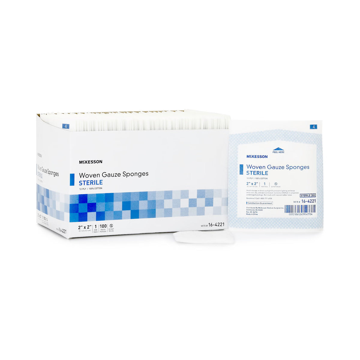 McKesson Sterile Gauze Sponge, 2 x 2 Inch, 12-Ply, BX/100