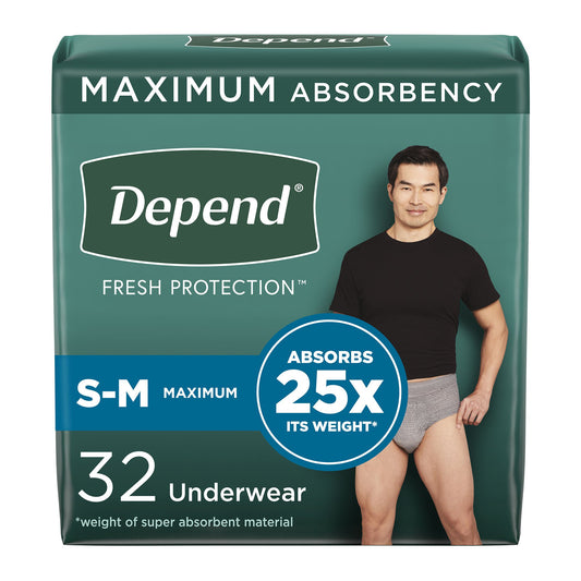 Depend® Fresh Protection™ Men's Maximum Absorbency Underwear, Small/Medium, CS/64