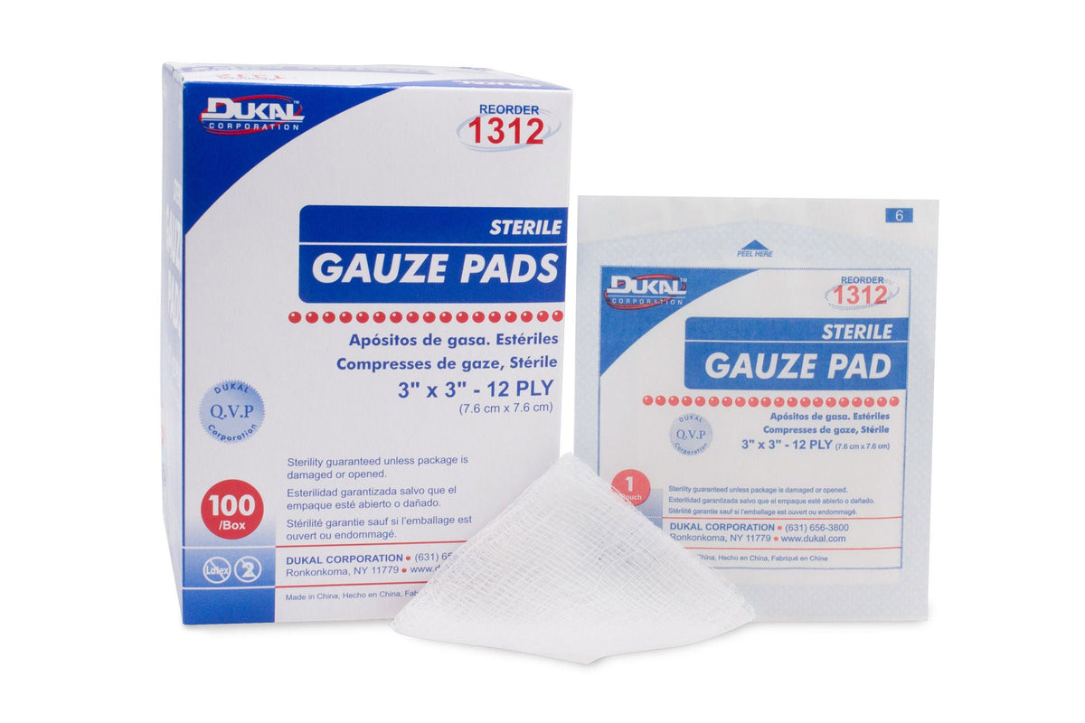 Dukal™ Sterile Gauze Sponge, 3 x 3 Inch, 12-Ply, BX/100