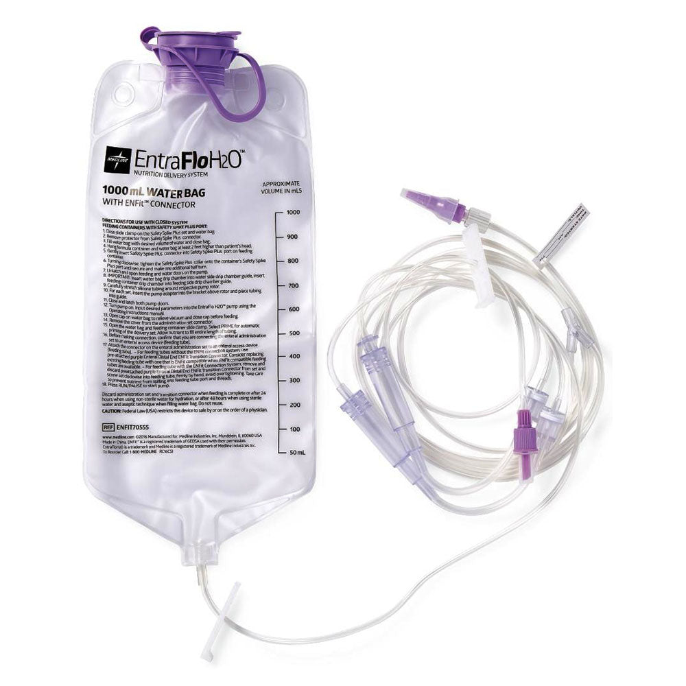 EntraFlo H20 Nutritional Delivery System 1000 mL Water Bag with Enfit Connector, EA/1