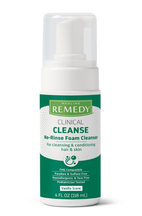 Remedy Clinical No-Rinse Foam Cleanser, Vanilla Scent, 4oz