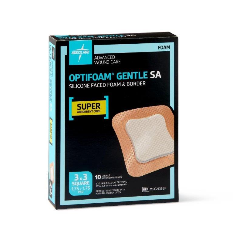 Optifoam Gentle Silicone-Faced Foam Dressing with Border, 3" x 3" - Replaces 60MSC2133EPZ, EA/1