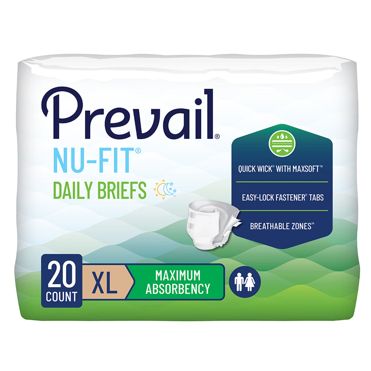 Prevail® Nu-Fit® Incontinence Brief, Heavy Absorbency, Extra Large, PK/20
