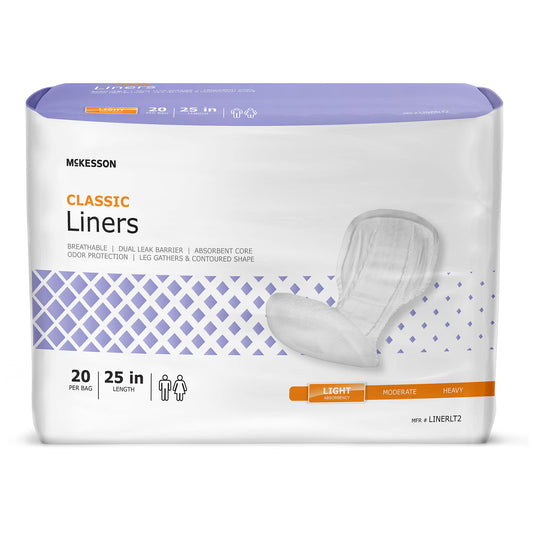 McKesson Classic Liners, 25 Inches Long, for Light Incontinence, BG/20