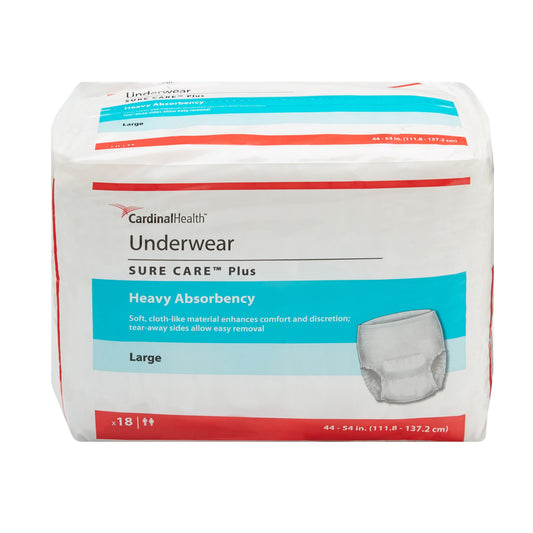 Sure Care™ Plus Heavy Absorbent Underwear, Large, CS/72