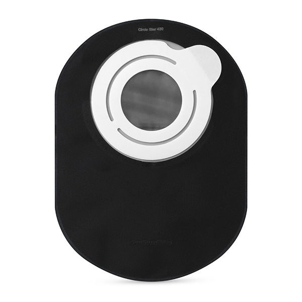 SenSura Mio Flex Closed Pouch, Maxi, Black with Window, with Filter, Yellow