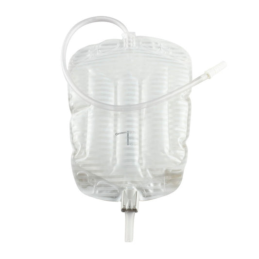 Security+ Sterile Contoured Leg Bag with Anti-Reflux Valve, Tubing and Fabric Straps, 21 oz.