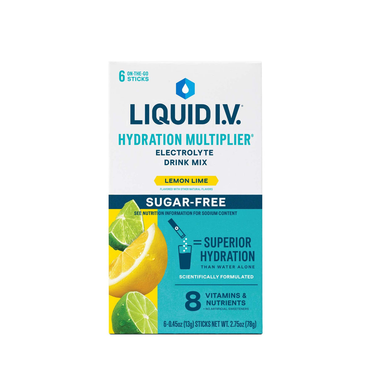 Oral Electrolyte Solution Liquid I.V. Hydration Multiplier® Sugar Free Lemon Lime Flavor 0.45 oz.