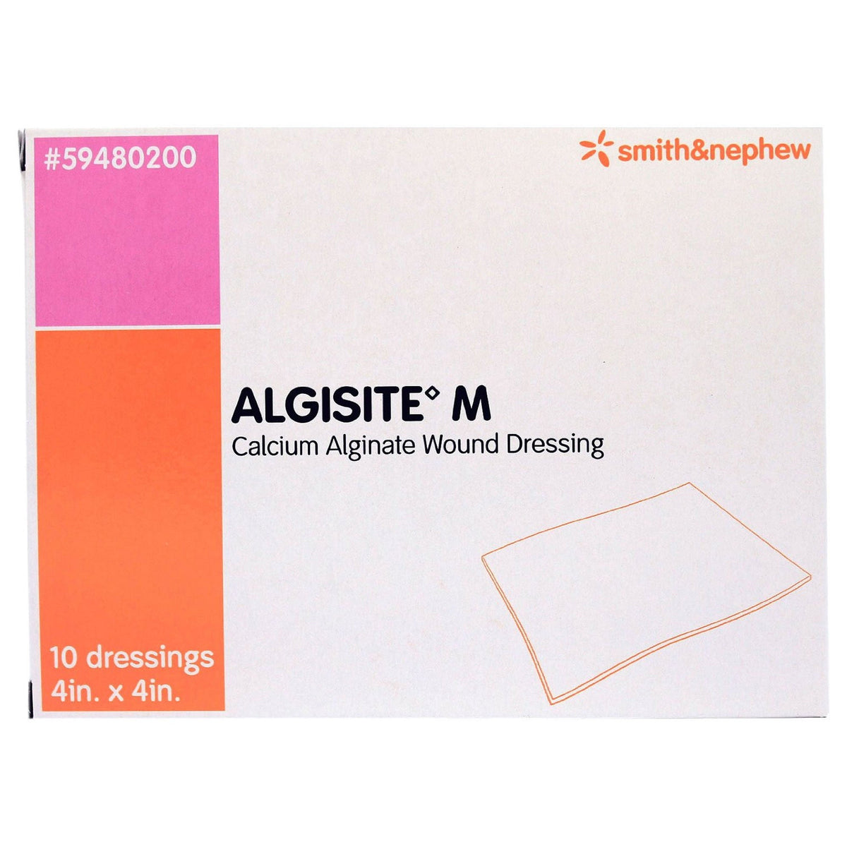 AlgiSite M Alginate Dressing, 4 x 4 Inch, CS/100