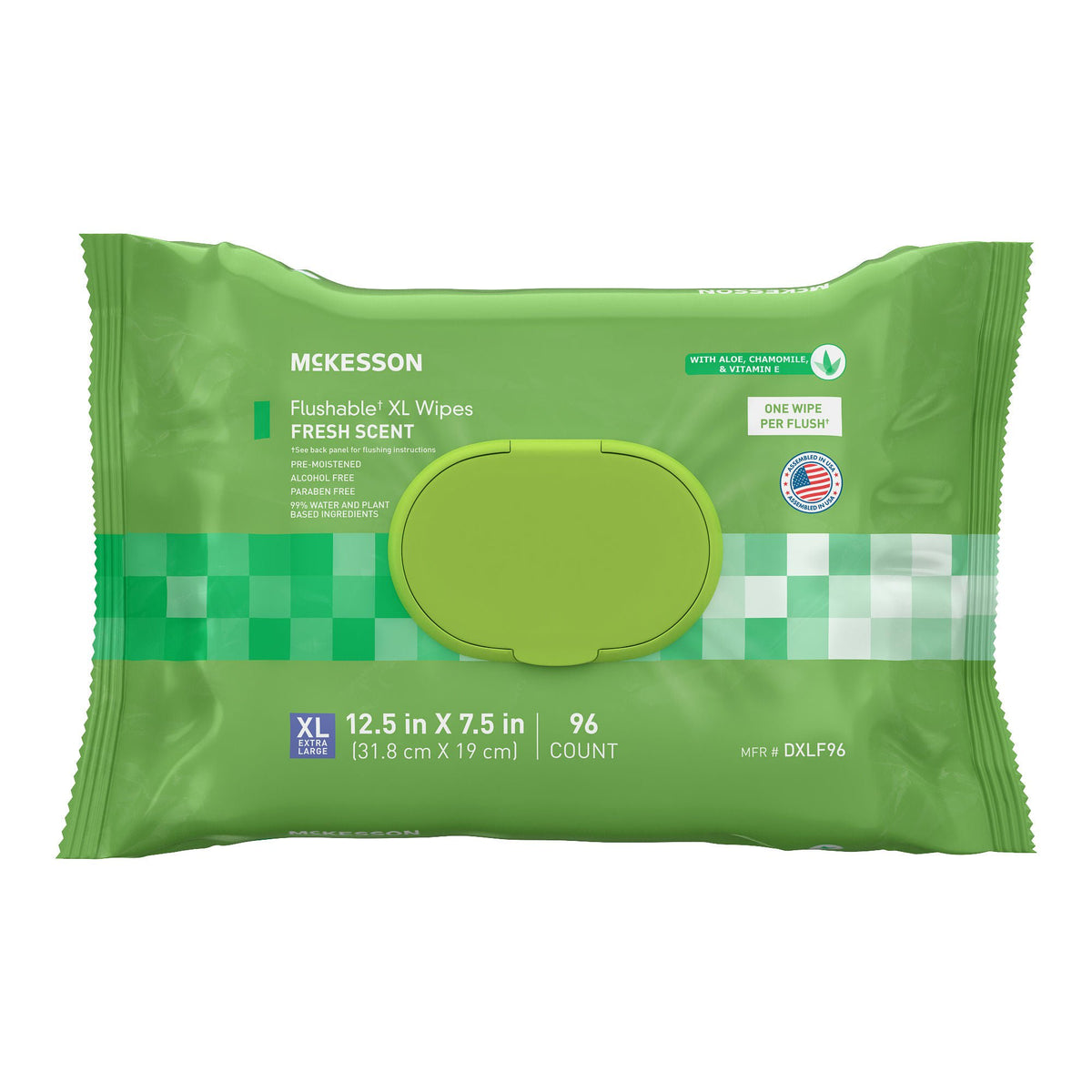 McKesson Flushable* Wet Wipes XL - Scented, 96 Wet Wipes per Pack, PK/96