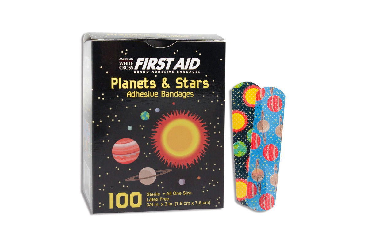American White Cross First Aid Kid Design, Planets and Stars, Adhesive Strips, BX/1