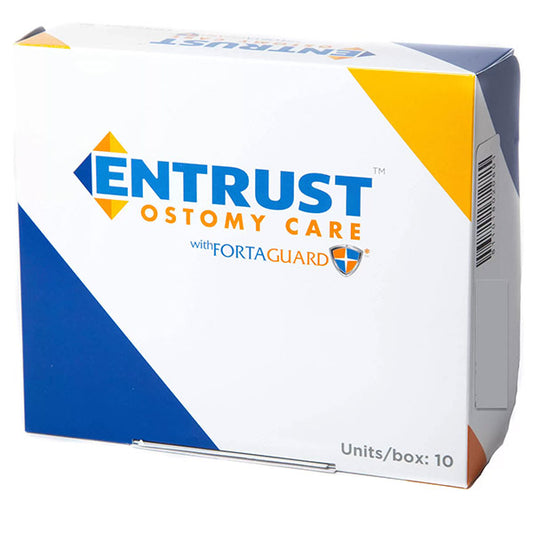 Entrust Drainable Pouch, Transparent, Standard Wear, with Velcro Closure, (12"), Pre-cut 2-3/4