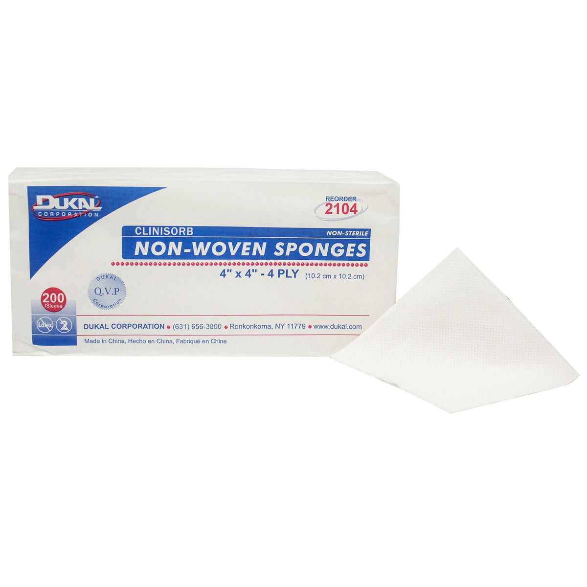Clinisorb Nonwoven Sponge, 4 x 4 Inch, 4-ply, CS/2000