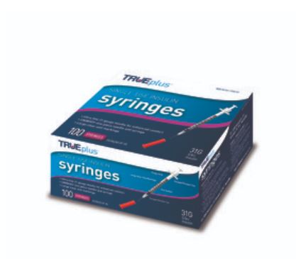 Trueplus Single-Use Insulin Syringe, 31G x 5/16", .5 mL (100 Count)
