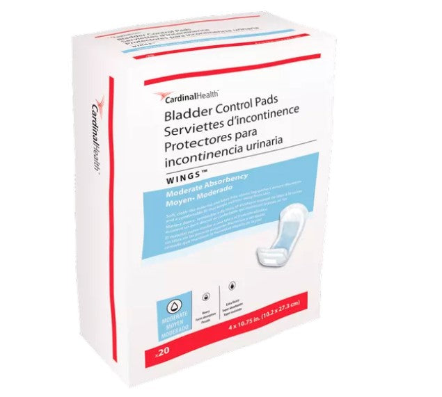 Cardinal Health Bladder Control Pads, Wings, 4" x 10.75", 20 ct