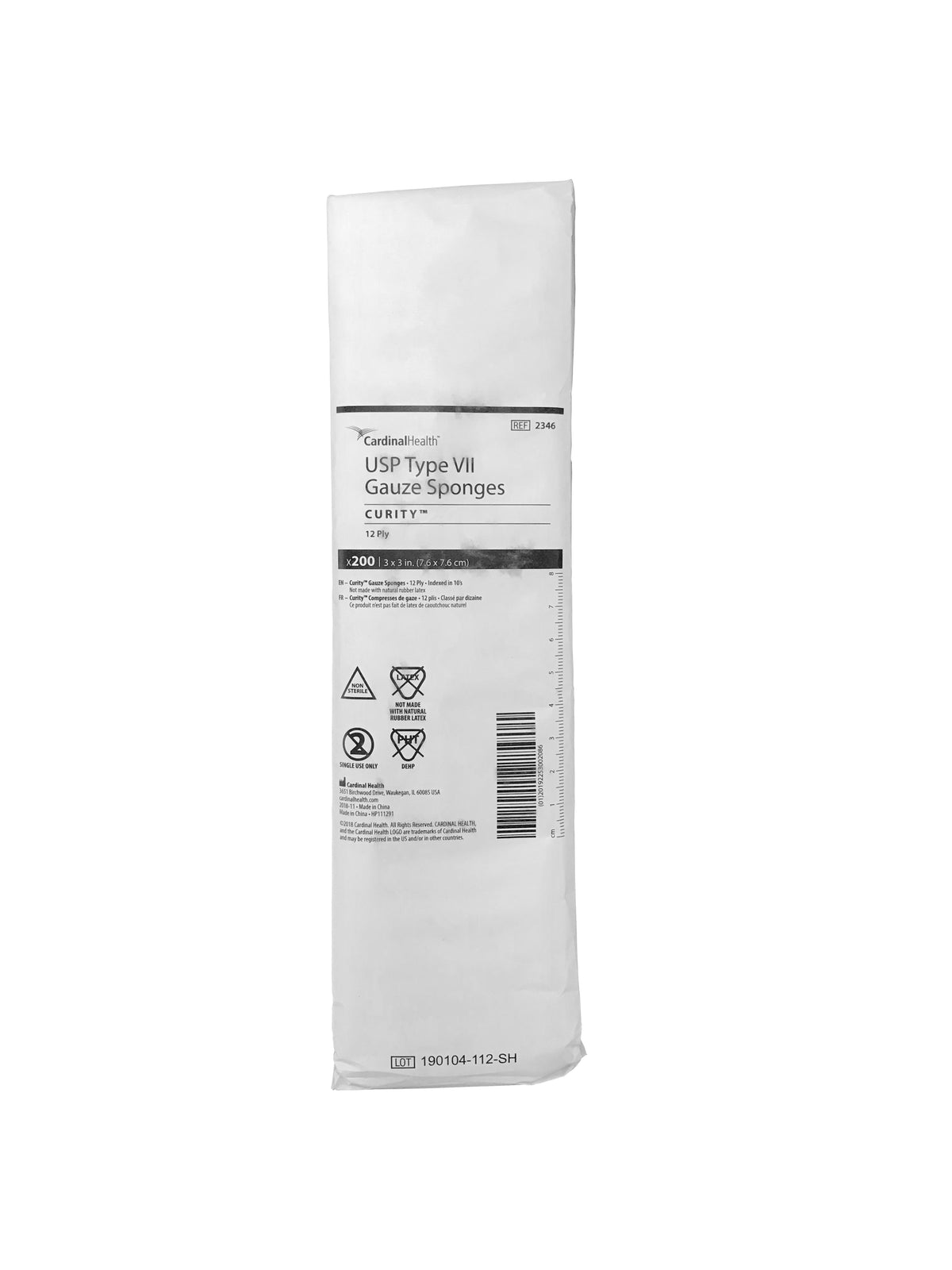 Curity Woven Gauze Sponge, Non-Sterile, 3" x 3", 12 Ply, PK/200