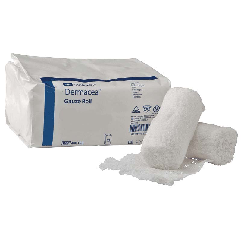 Dermacea Nonsterile Low-Ply Gauze Rolls, 3 Ply Bandage, 6" x 4 yds.