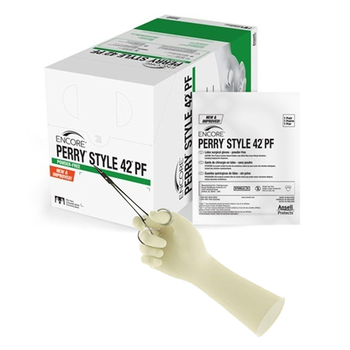 Encore® Perry® Style 42® PF Latex Surgical Glove, Size 6.5, Natural, CS/200