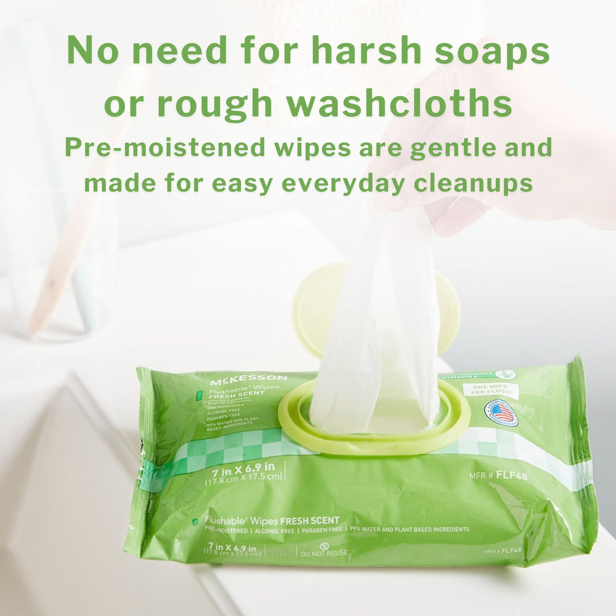 McKesson Flushable* Wet Wipes - Scented, 48 Wet Wipes per Pack