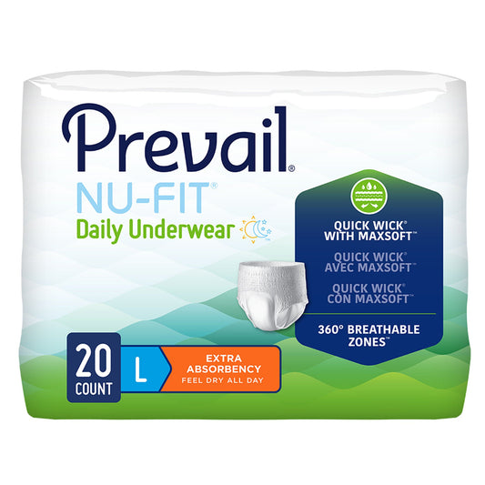 Prevail® Nu-Fit® Absorbent Underwear, Heavy Absorbency, Large, CS/80