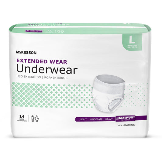 McKesson Extended Wear Maximum Absorbency Underwear, Large, CS/56
