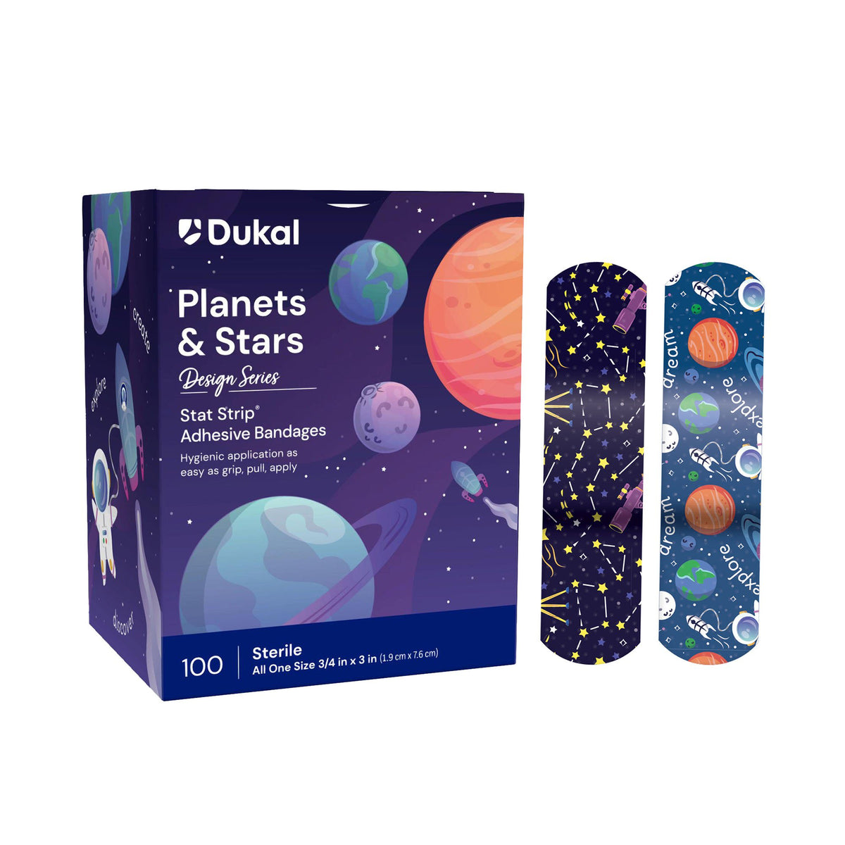 BANDAGE, ADH PLANT & STARS 3/4"X3" (100/BX 12BX/CS), BX/100