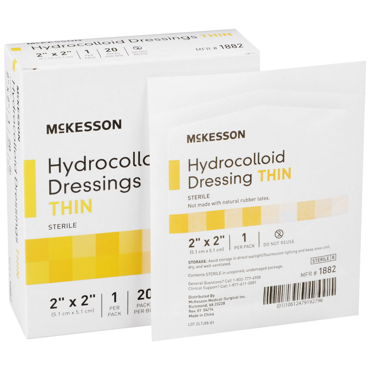 McKesson Hydrocolloid Dressing, 2 x 2 Inch, CS/400