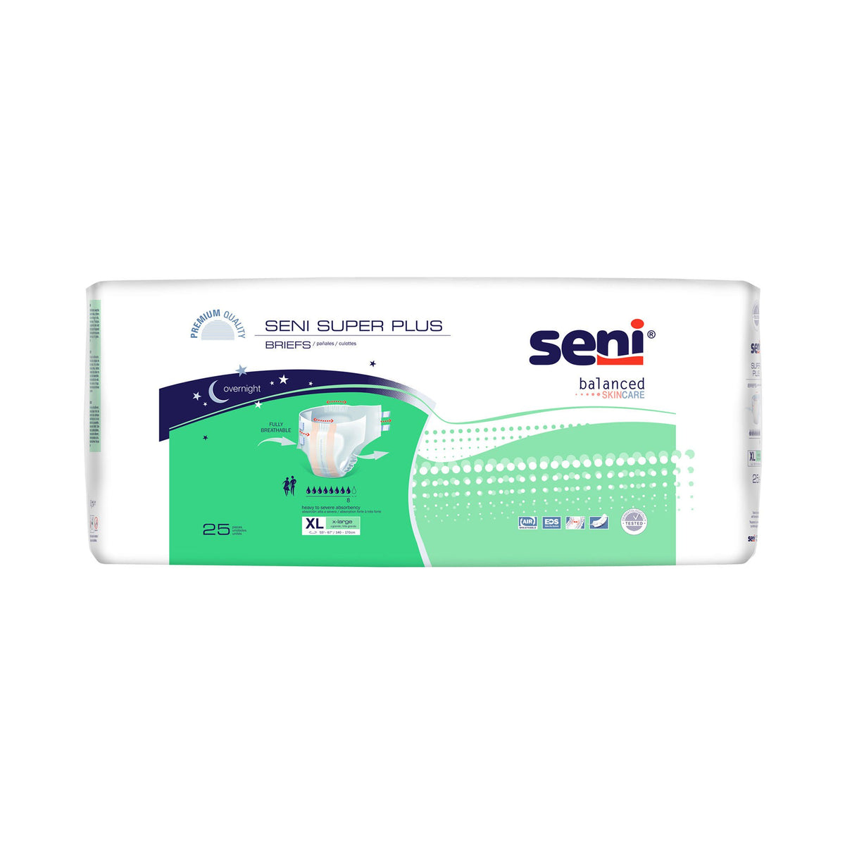 Seni® Super Plus Overnight Heavy Absorbency Incontinence Brief, Extra Large, PK/25