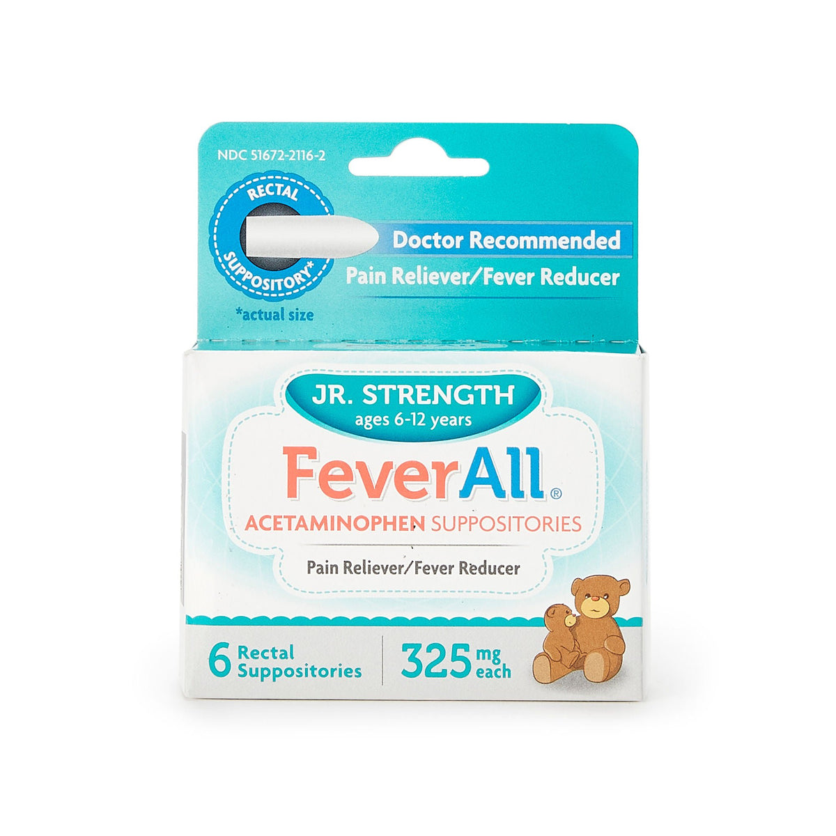 FeverAll® Acetaminophen Rectal Suppository, BX/6