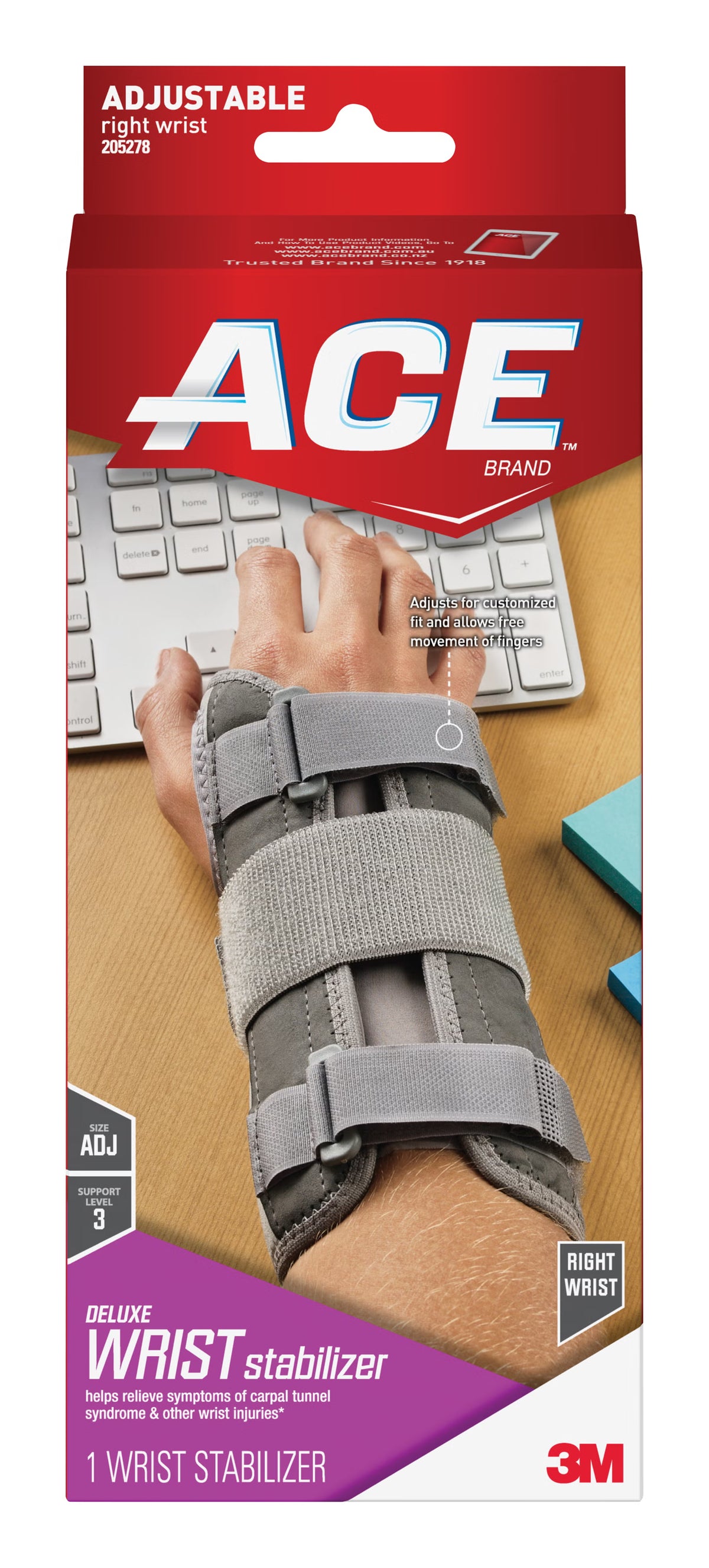 3M™ Ace™ Right Wrist Brace, One Size Fits Most, EA/1