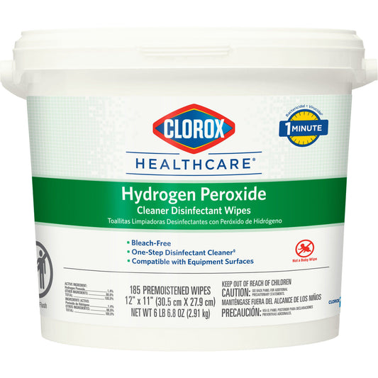 Clorox Healthcare® Hydrogen Peroxide Cleaner Disinfectant Wipes, Bucket, 185 ct., CT/1