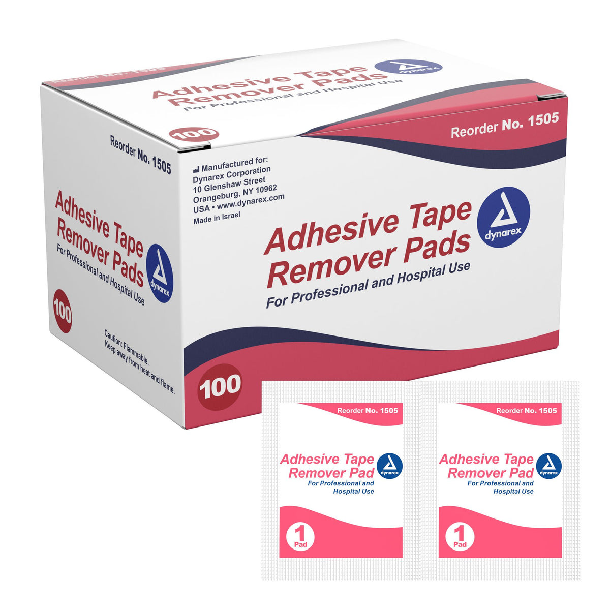 dynarex® Adhesive Remover, 32.5 x 68 mm Wipe, BX/100