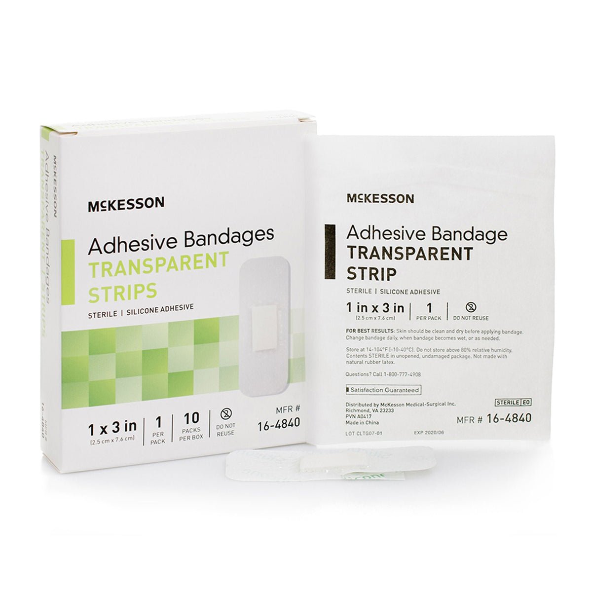McKesson Sheer Adhesive Strip, 1 x 3 Inch, BX/10