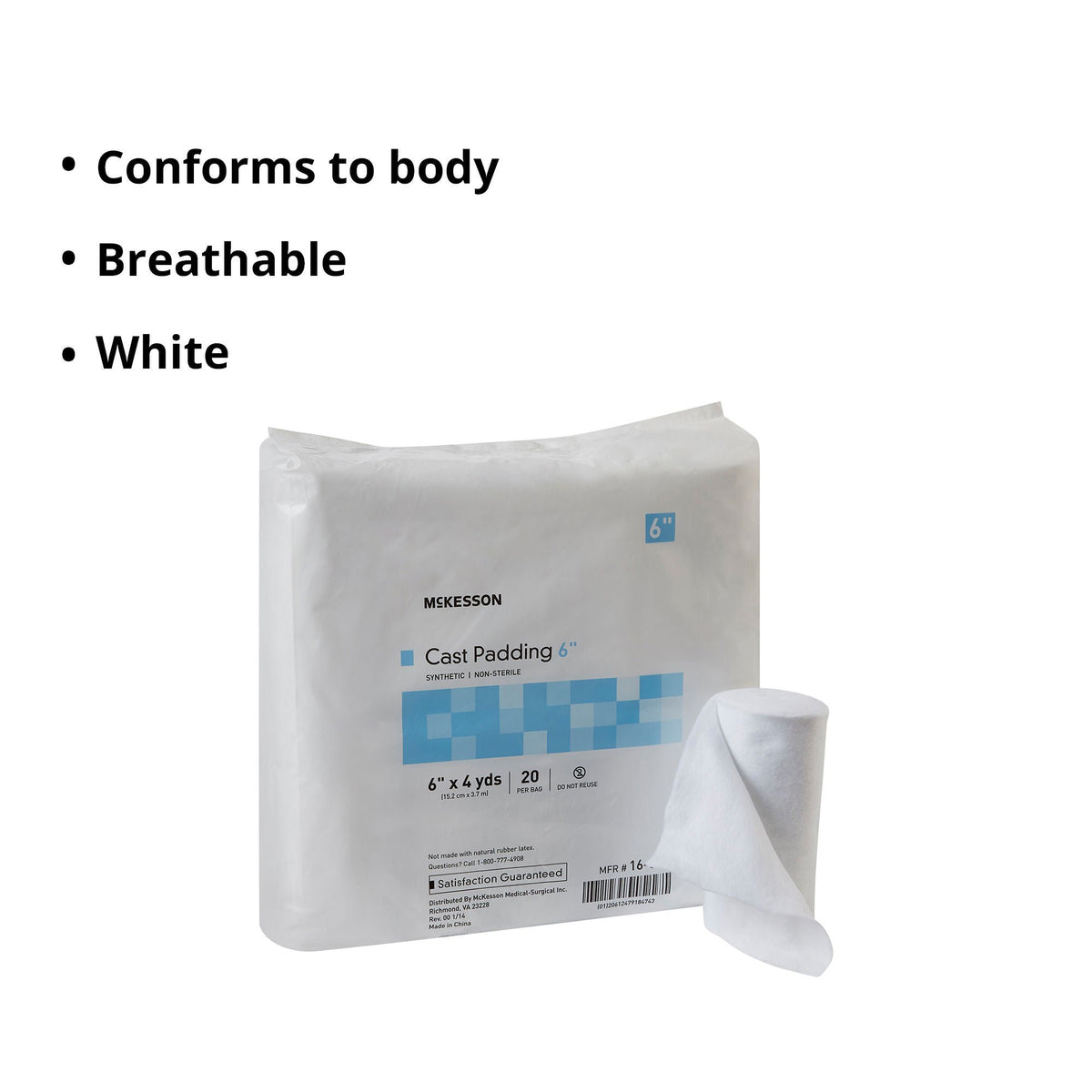McKesson White Polyester Cast Padding, 6 Inch x 4 Yard